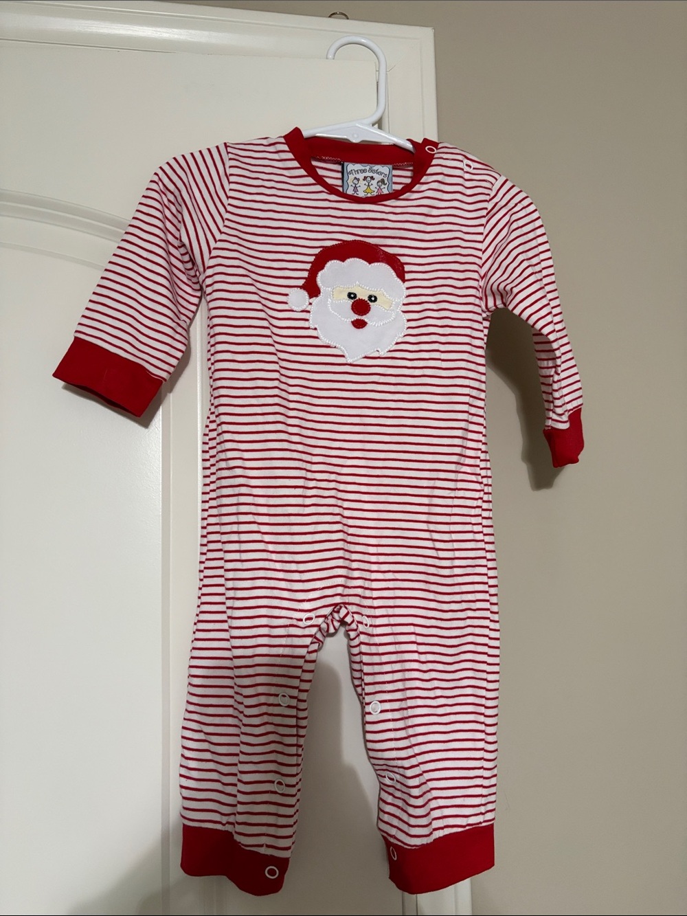Red & White Striped Santa Baby Romper